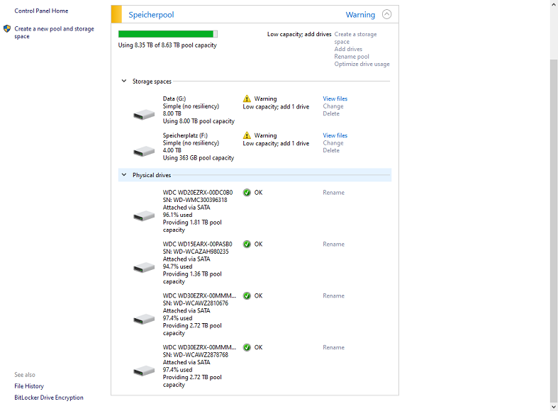 shown storage space usage is not the really used storage amount ...