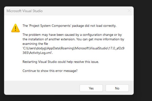 Visual Studio 2022 Community Project not load solution - Microsoft Q&A