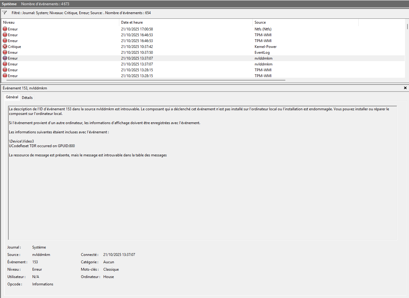 Having black screen when gpu is sollicited and windows logs - Microsoft Q&A
