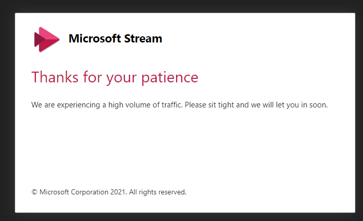 Microsoft stream problem. High volume of traffic - Microsoft Q&A