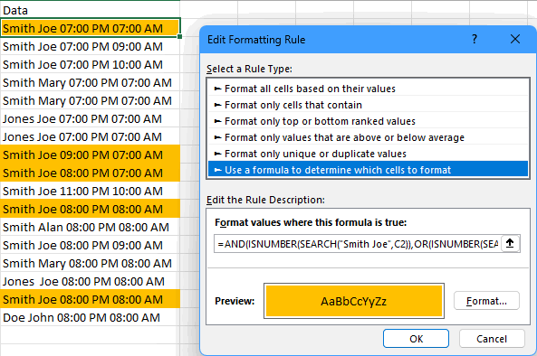Conditional format with And and Or - Microsoft Q&A