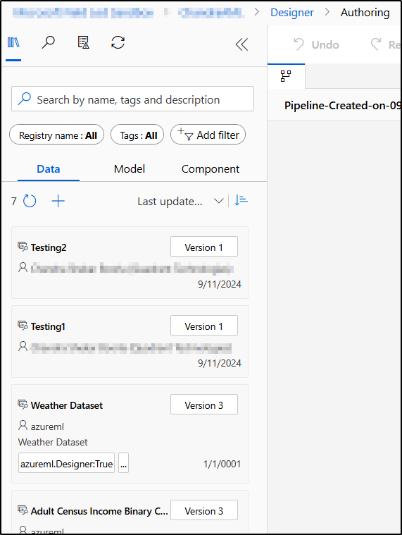 My Azure ML Designer Studio seems broken. I am unable to get in mltable ...