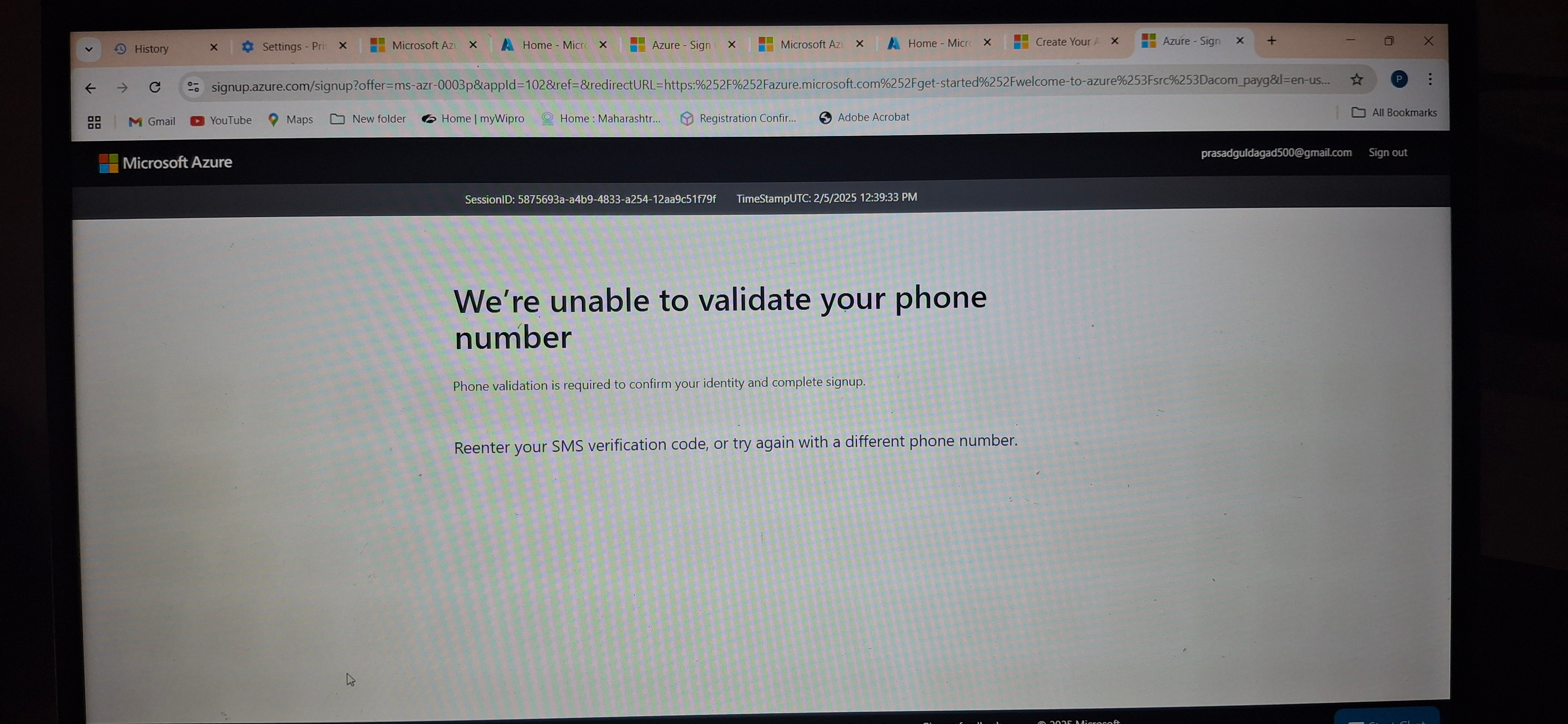 Unable to validate phone number during azure Sign up - Microsoft Q&A