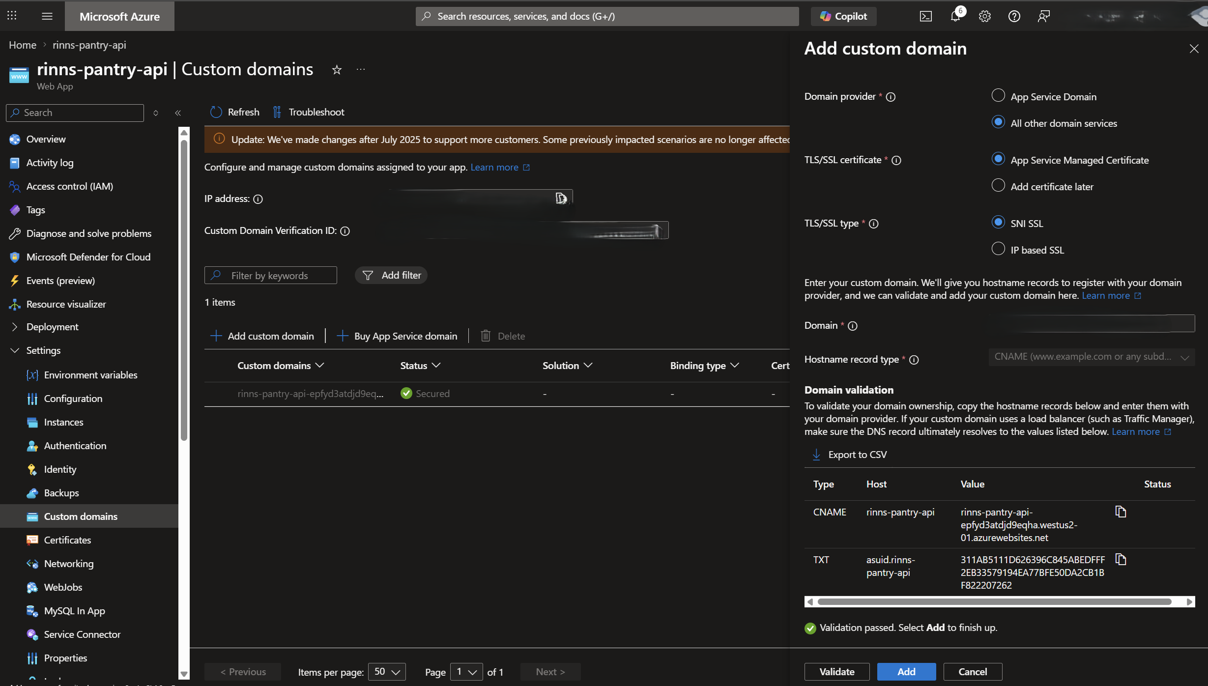 Cannot create Managed Certificate for Custom Domain - Microsoft Q&A