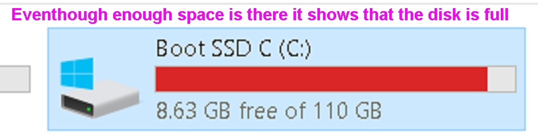 C Drive shows full and shows red sign and no extra folders are found in ...