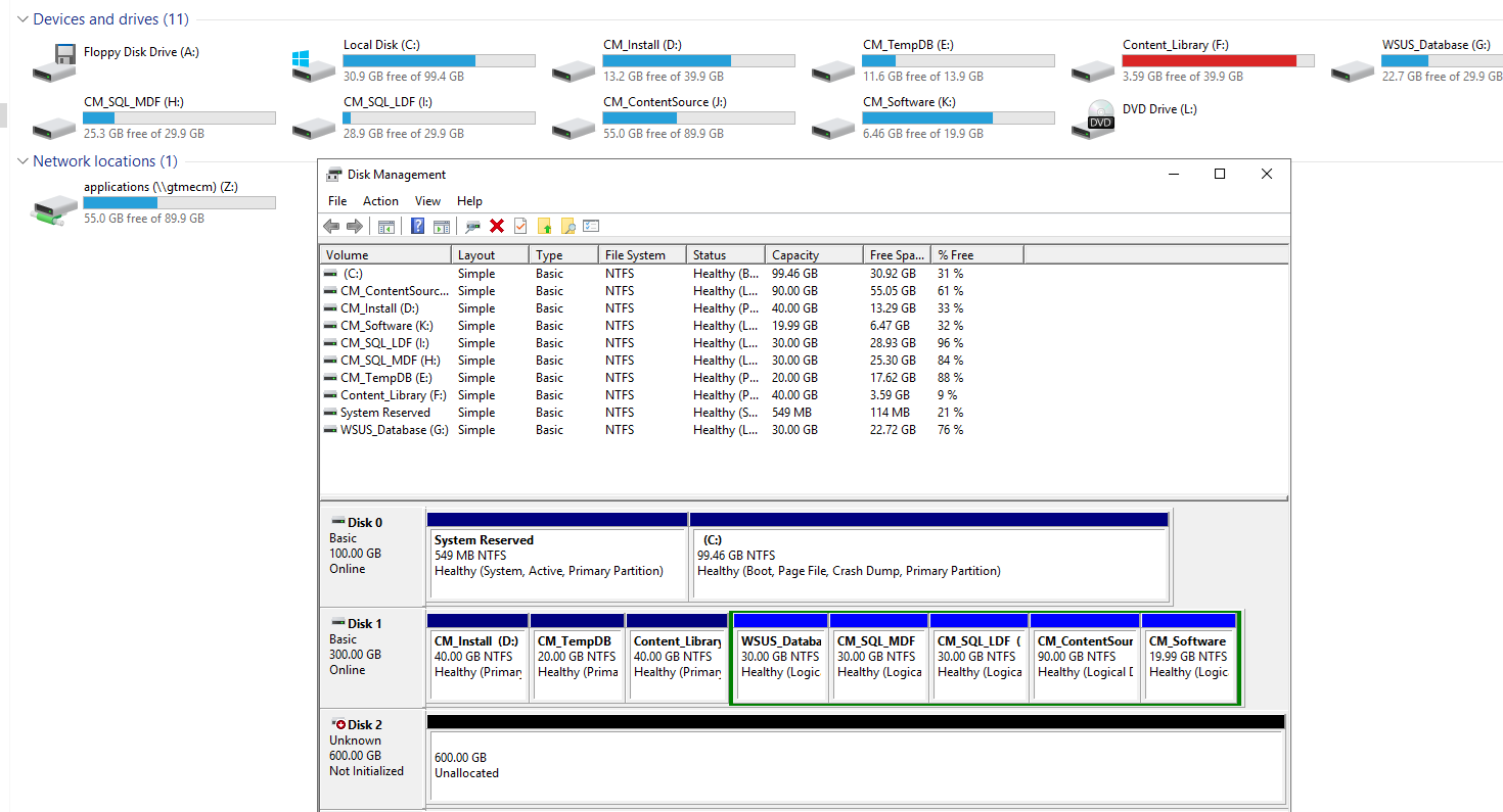 How to expand SCCM drive (volume) spaces without impacting prod
