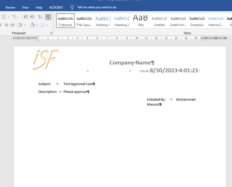 Primary Doc created by WF