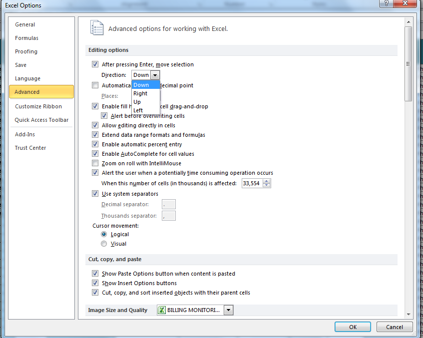 Changing Cell Direction - Microsoft Q&A