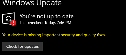 how to fix "Your device is missing important security and quality fixes ...