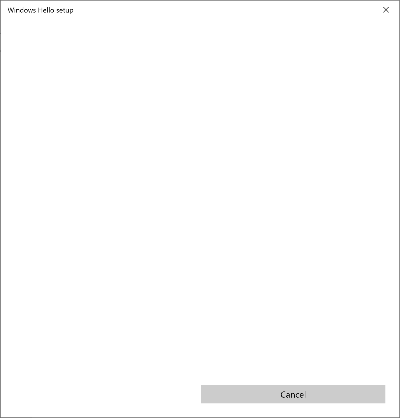 Windows Hello setup freezes with a blank screen after clicking 