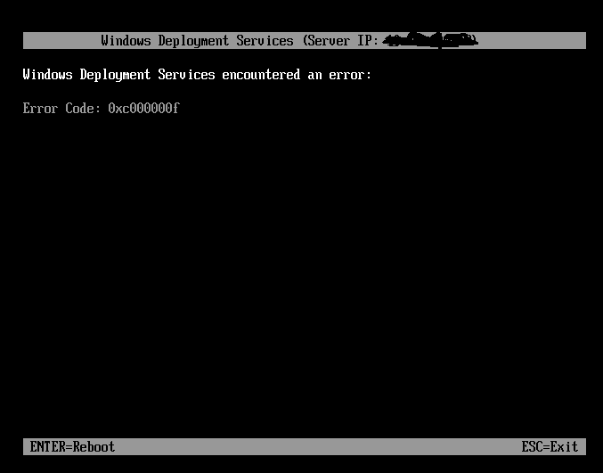 セキュリティ・セーフティ wds PXE Boot failing with Error code 0xc0000001 - Microsoft Q&A