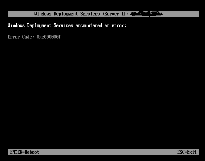 PXE Boot no longer working. Error 0xc000000f - Microsoft Q&A