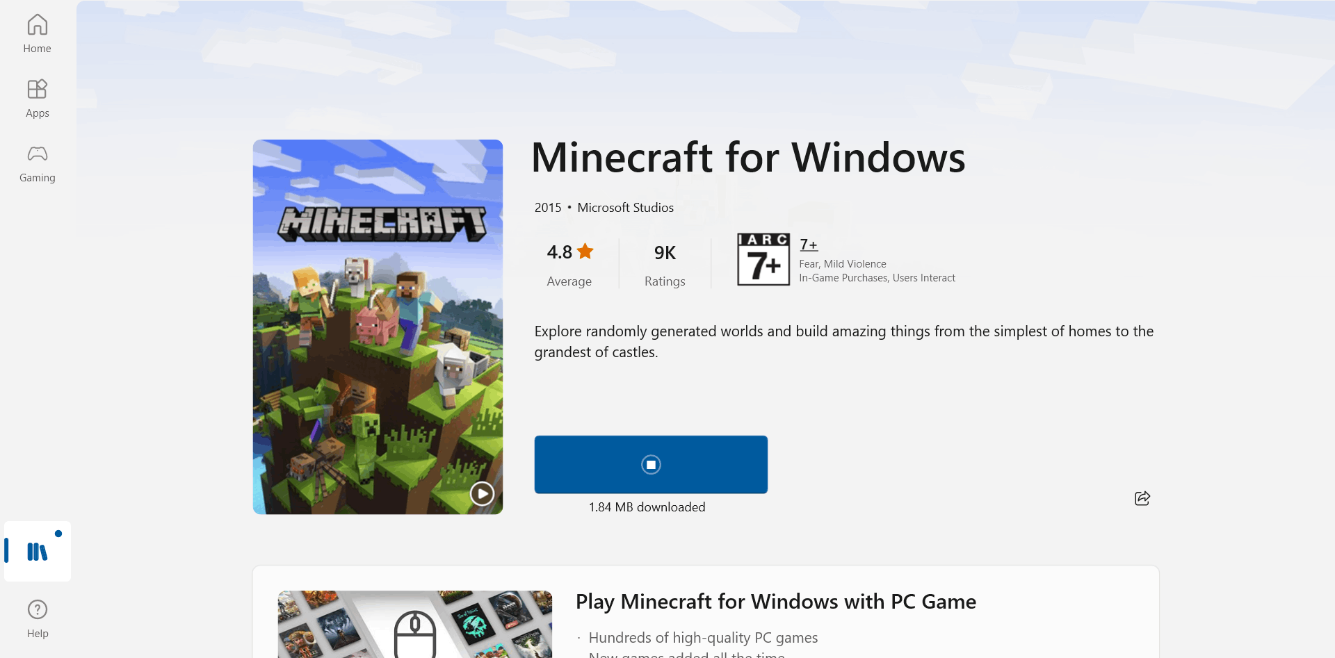 I can't download Minecraft for windows from Microsoft store ...