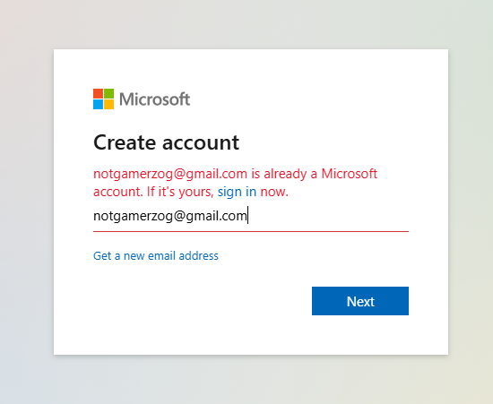 Create Account Page