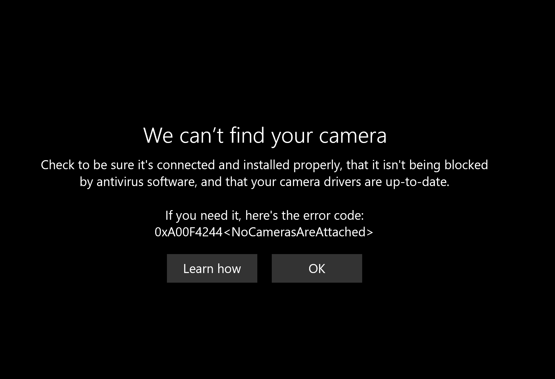 My Camera Can't be Found - Microsoft Q&A