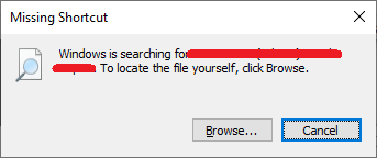 Can't select a folder in Missing Shortcut dialog popup - Microsoft Q&A