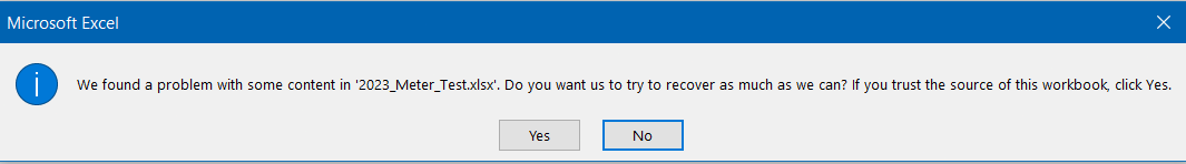 Excel 365 Corrupted file saved to Windows 10 - Microsoft Q&A