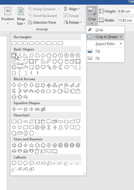 I Can't find dropdown option for Crop in the Picture tools format tab ...