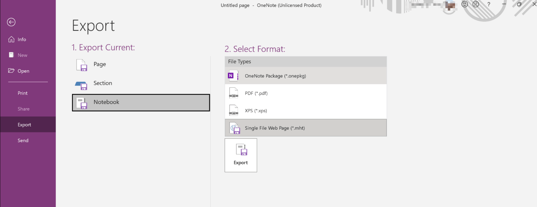 Exporting OneNote notebook package file from OneDrive for Business ...