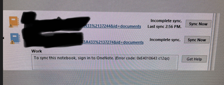 OneNote sync error - Microsoft Q&A