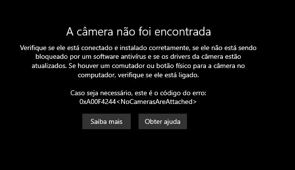 NAO(*´︶`*)╯♡ Erro 0xA00F4244 - a câmera não foi encontrada. - Microsoft Q&A