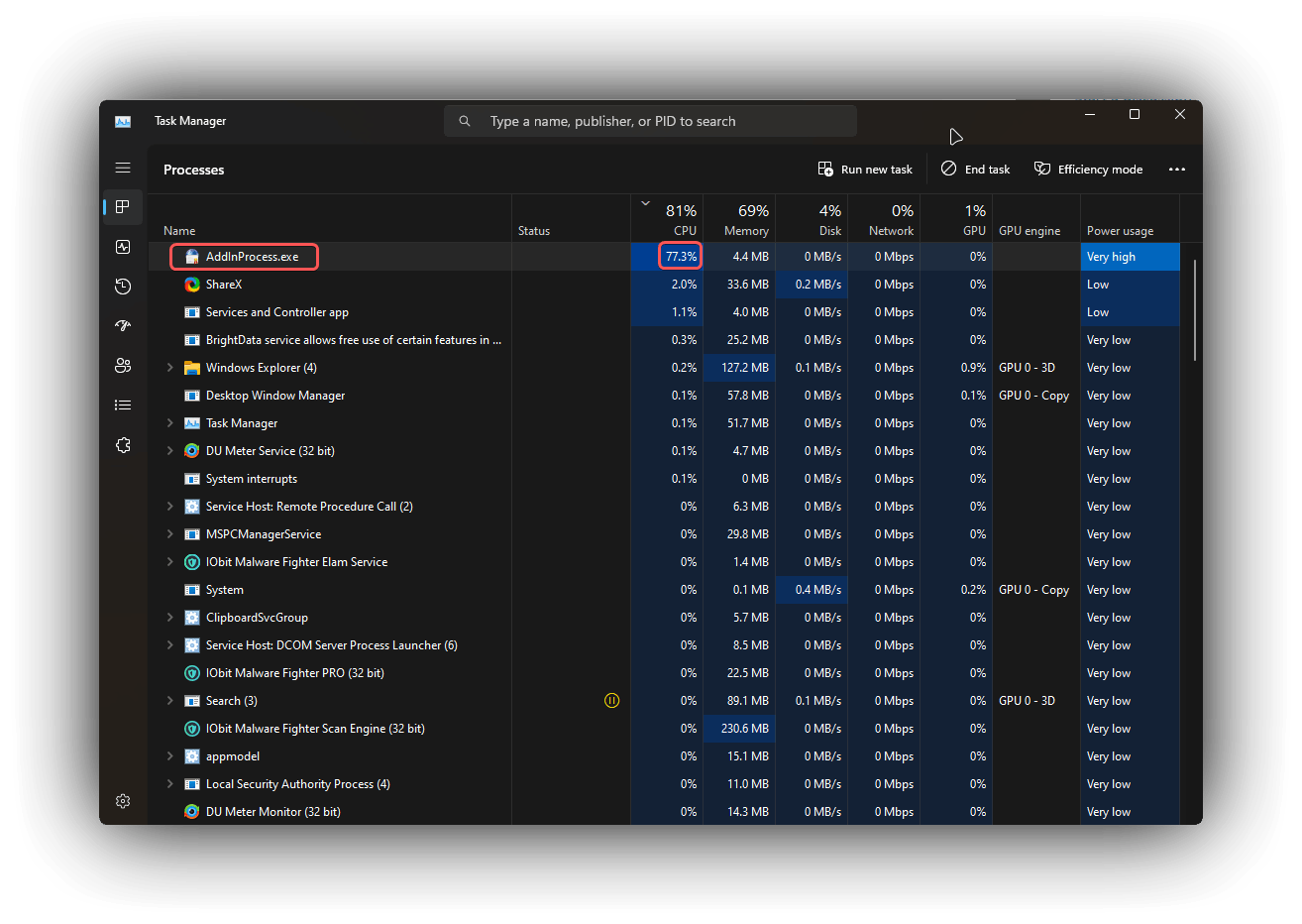 High CPU Usage After KB5022913 Update Due to addlnproccess.exe ...