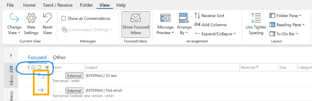 In new Outlook, how do I see the icon that shows I've replied or ...