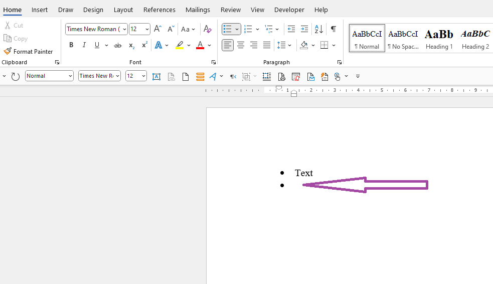 How can I get Word to show the spaces and bullet points I enter ...