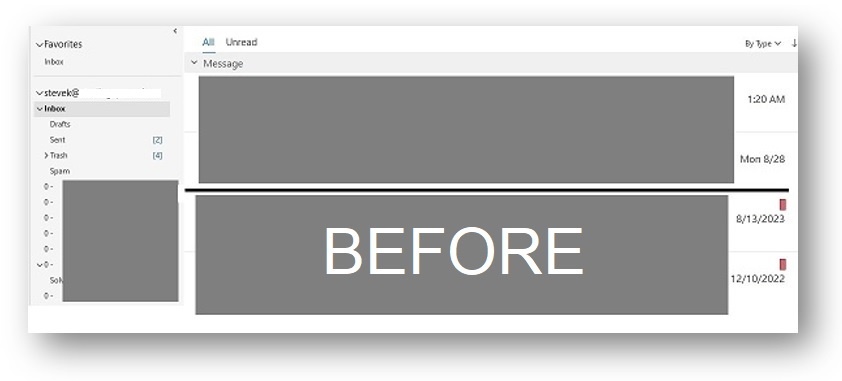 Can I restore the inbox separator bar between messages and saved ...