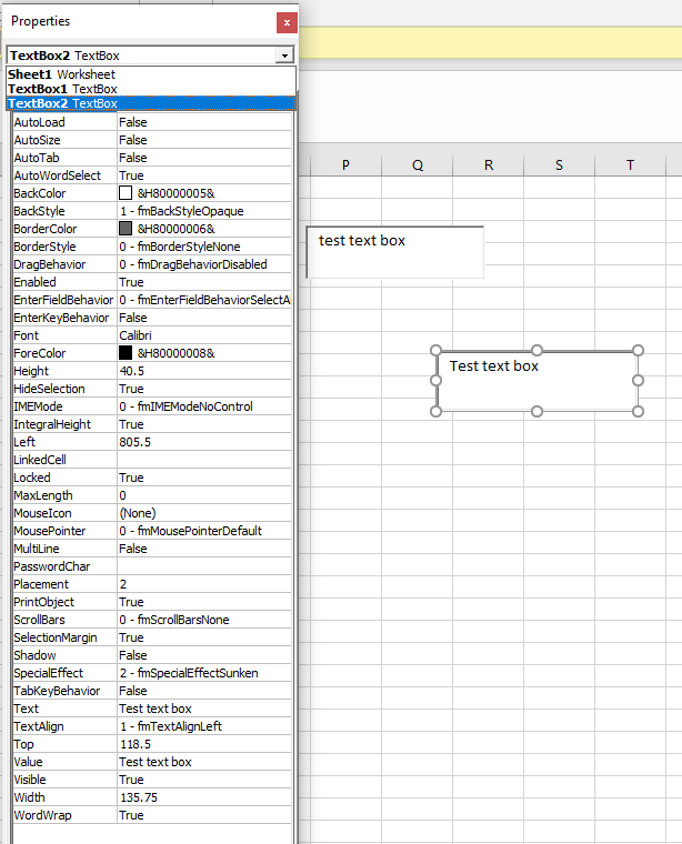 Excel Text box Properties Disapered. - Microsoft Q&A