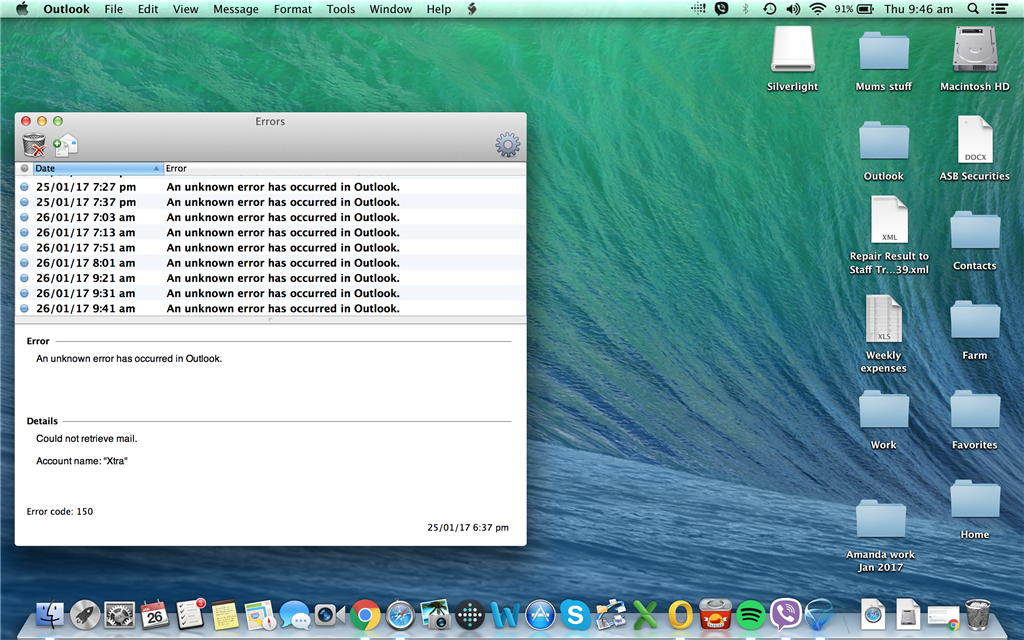 Error code 150 mac outlook 2011 - Microsoft Q&A