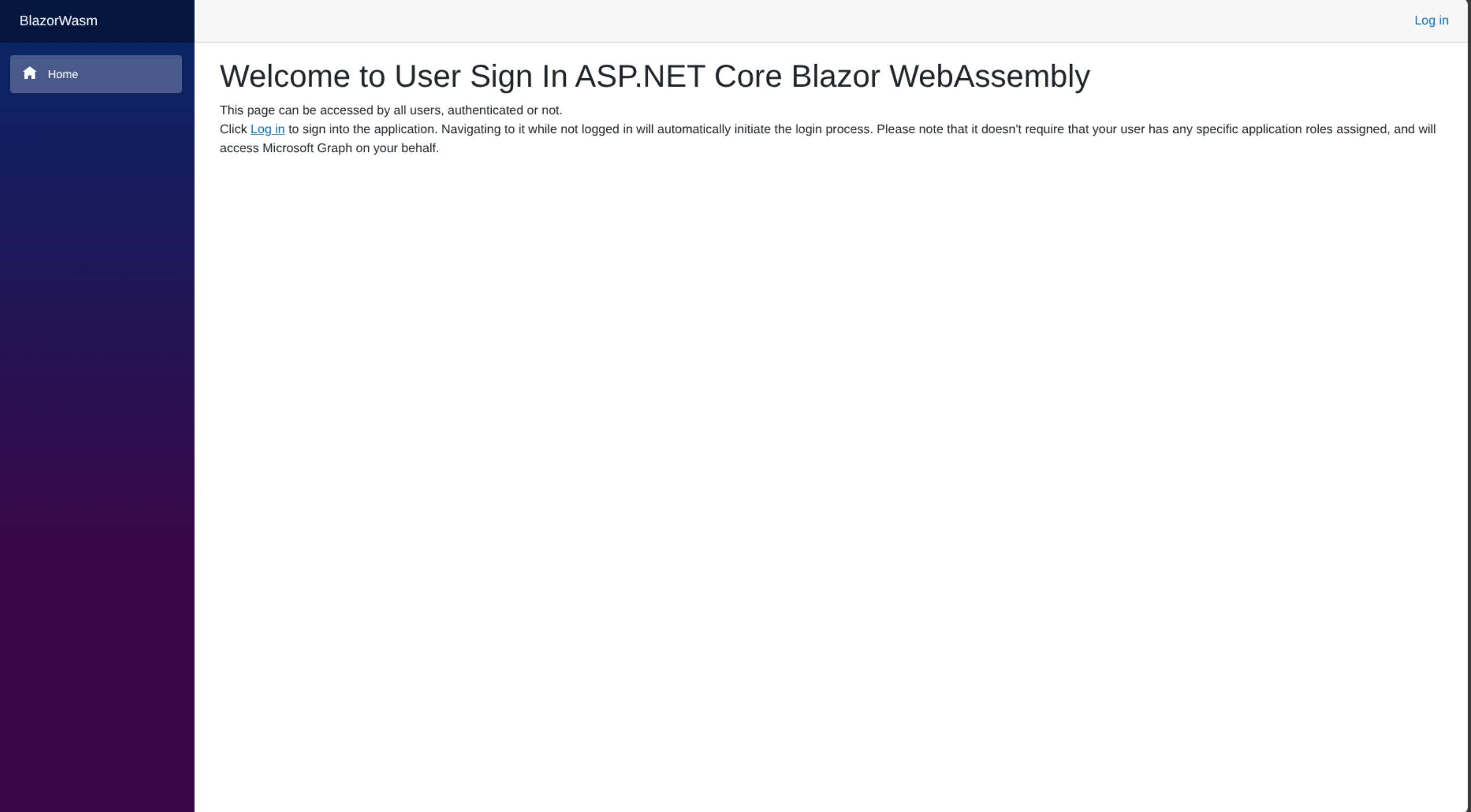 Blazor single-page application with SSO using Microsoft Entra ID ...