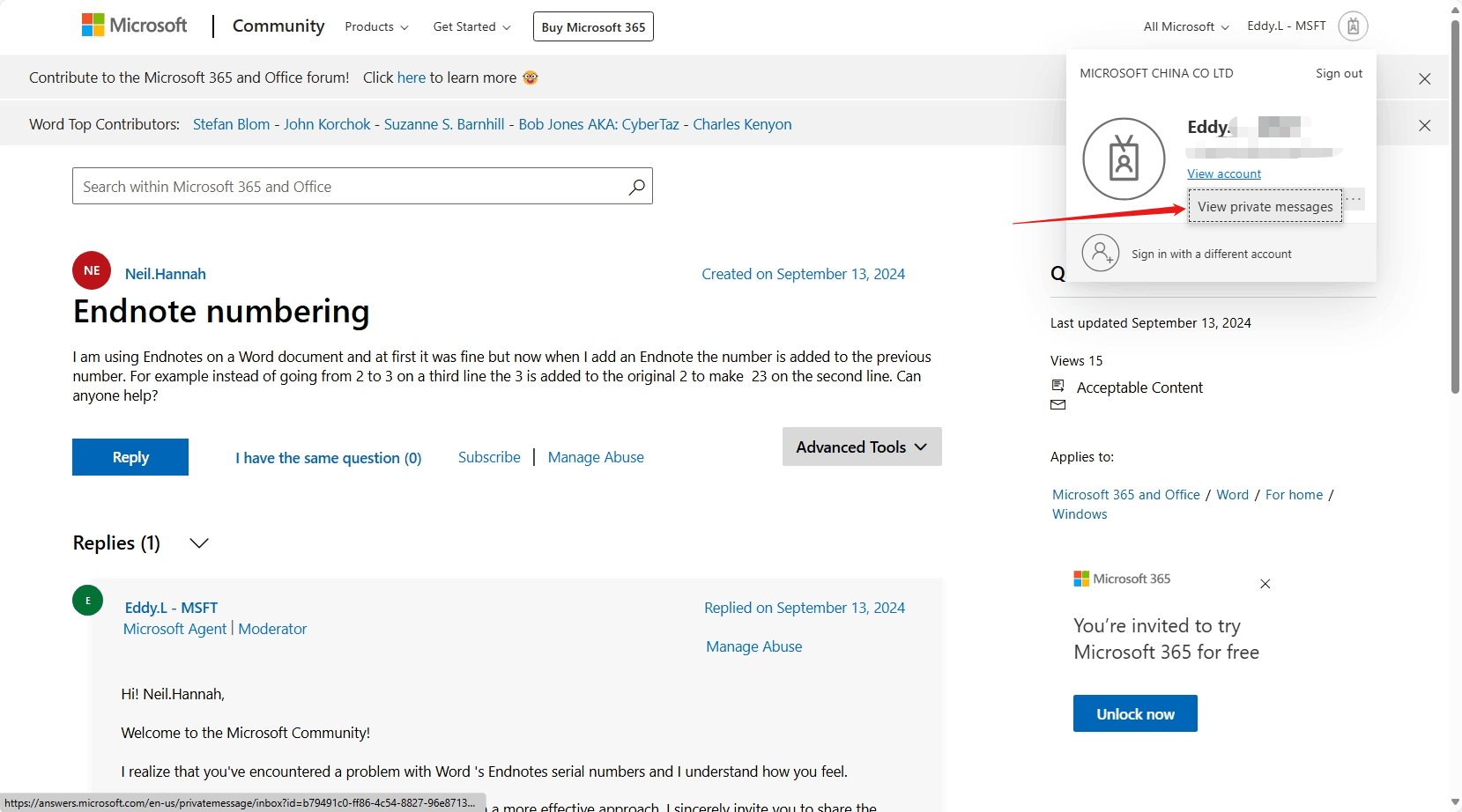 Endnote numbering - Microsoft Q&A