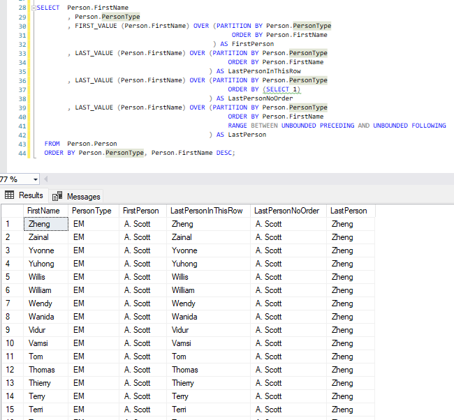 Understanding the LAST_VALUE() behaviour SQL Server 2019 Microsoft Q&A
