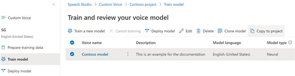 Copying a Custom Neural Voice Model to Another Project in New UI ...