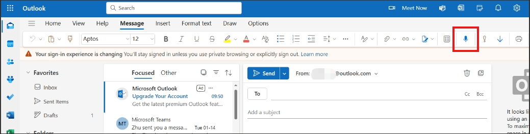 voice dictation button is missing on outlook for mac - Microsoft Q&A