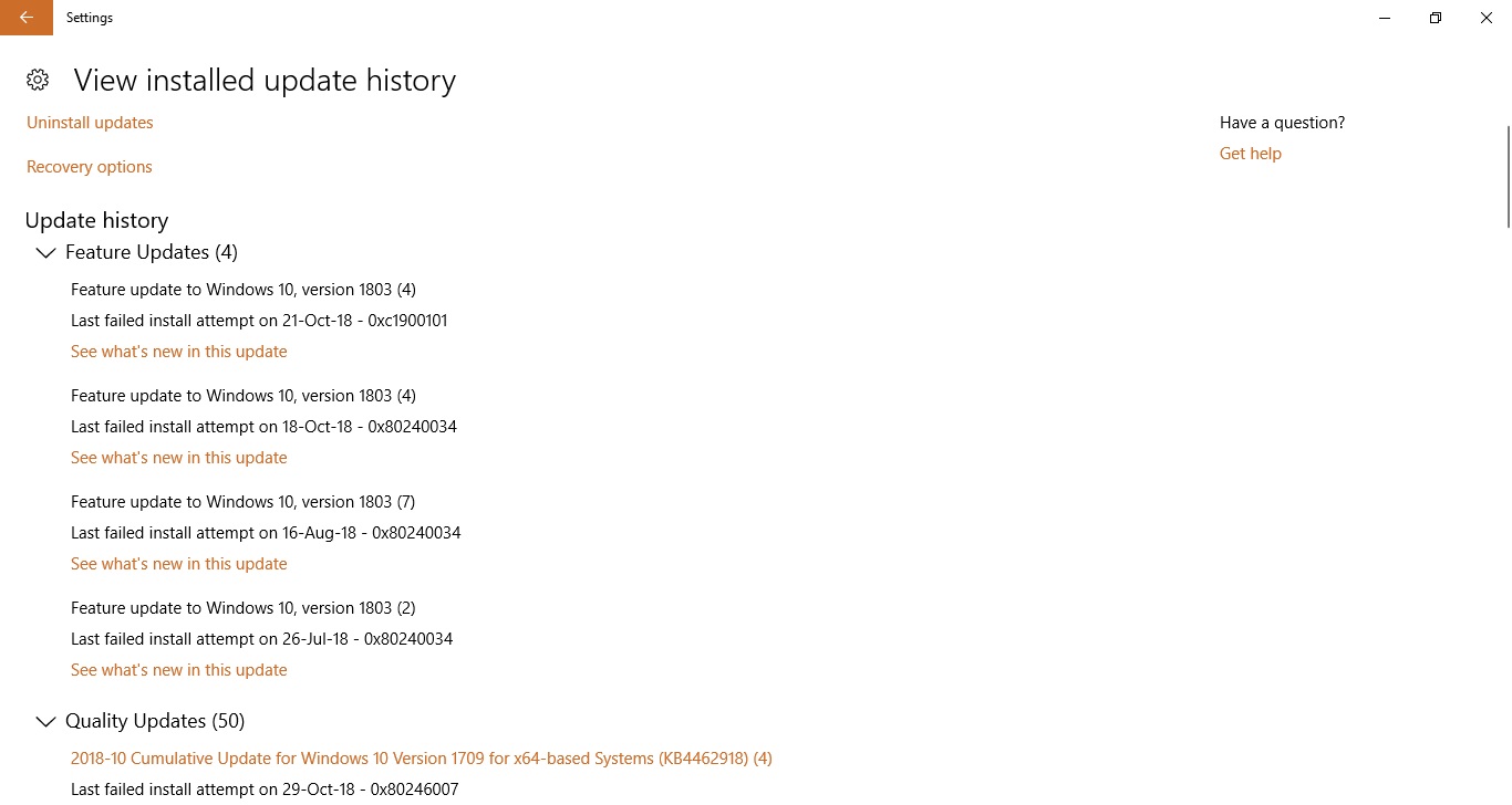 Windows 10 Version 1709 ไม่สามารถอัพเดทได้ - คำถามคำตอบของ Microsoft