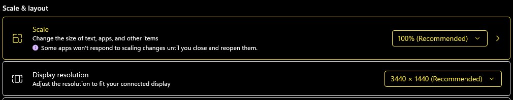 Screen resolution no longer shows the recommended resolution setting ...