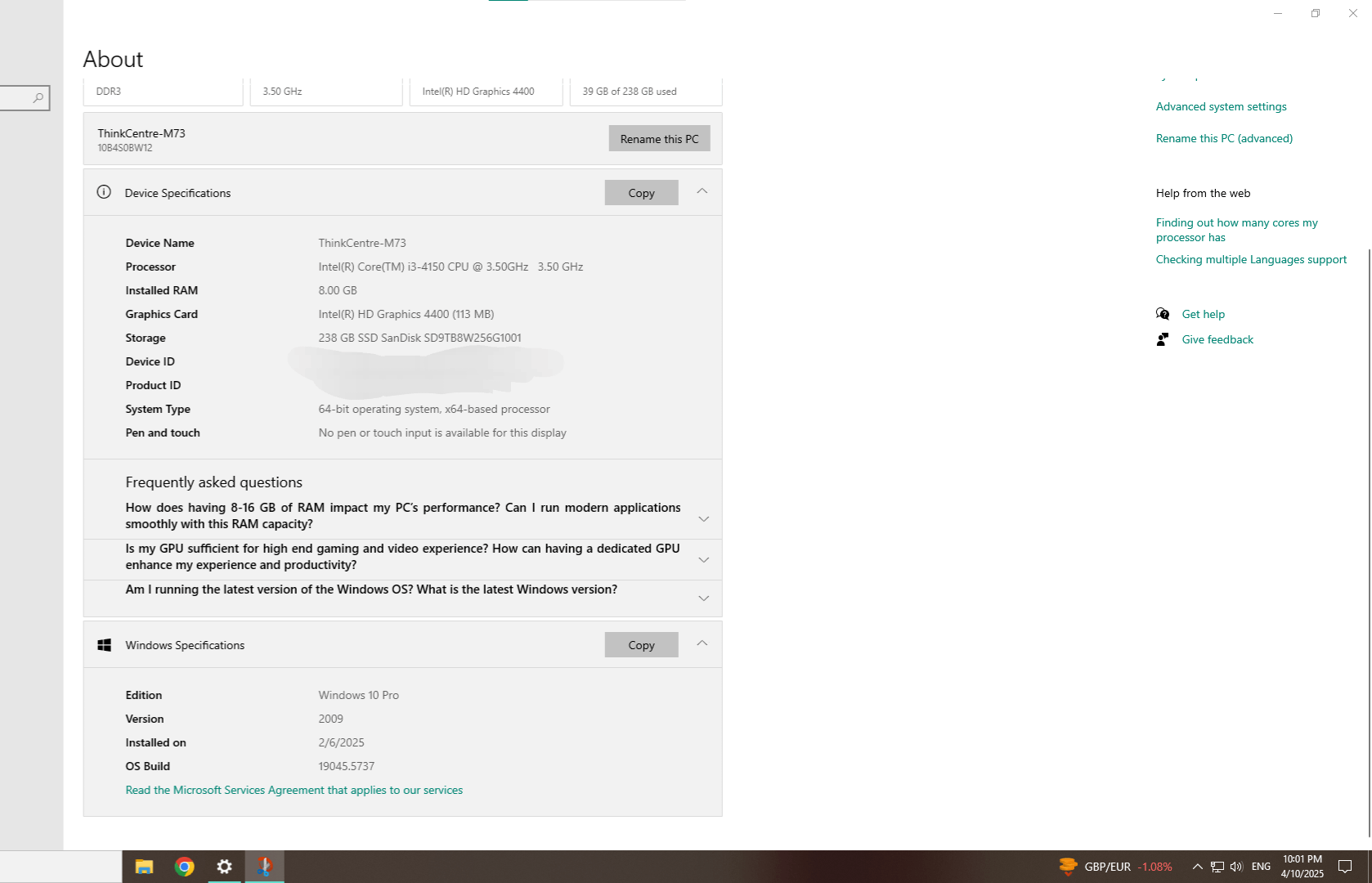 Something weird happened in Windows 10 Settings app, About section ...