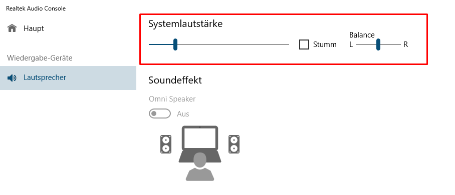 Lautstärke und Balance Regeln geht