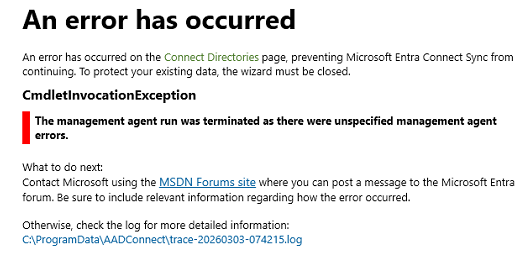 EntraConnectError