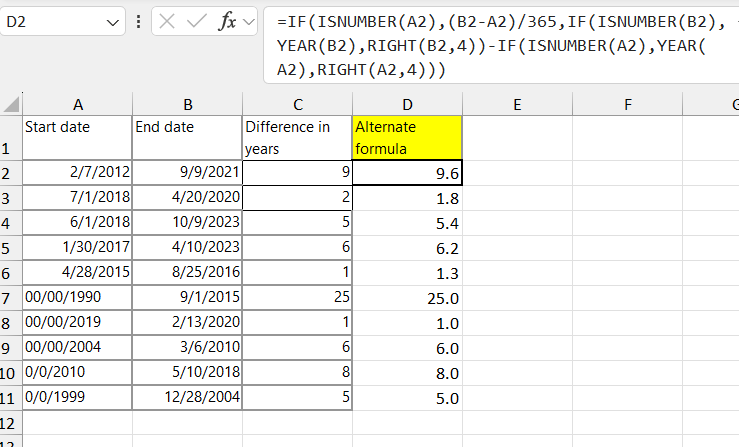 How to calculate difference in years between two dates - Microsoft Q&A