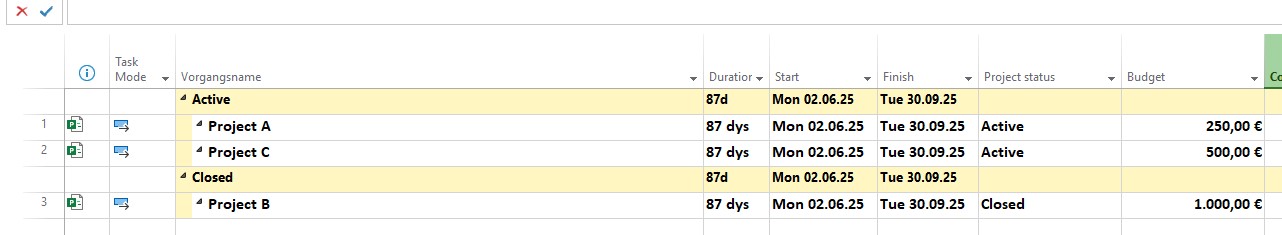 How to see sum values for grouped view in MS project? - Microsoft Q&A