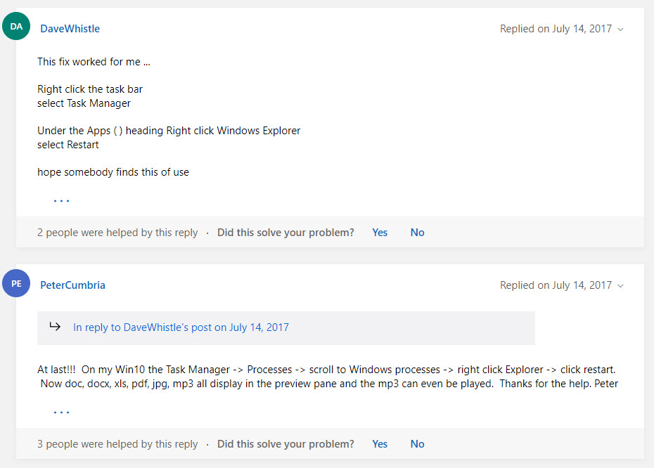 Windows 10 Preview Pane - Microsoft Q&A