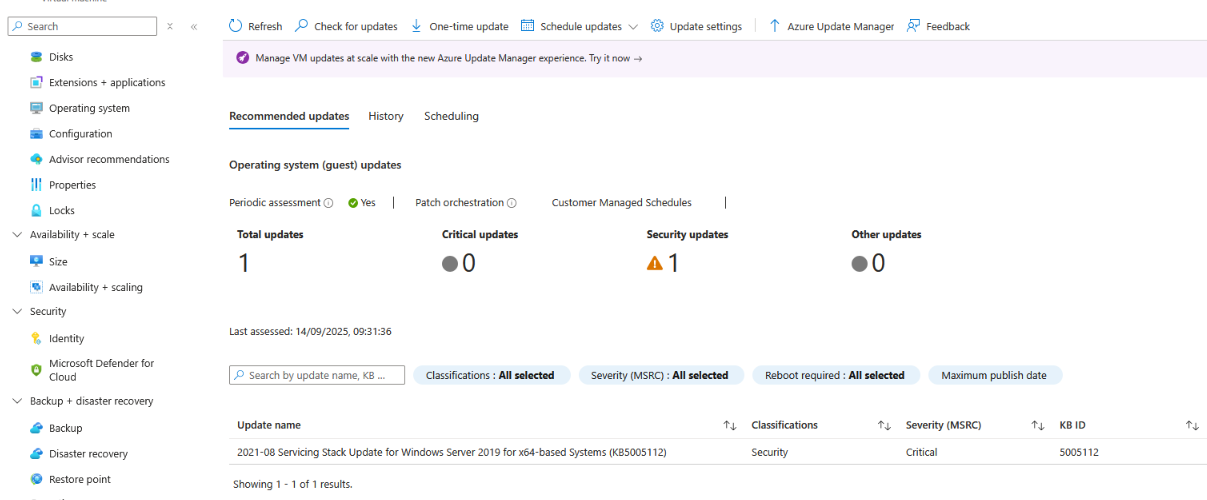 Azure VMs in combination with WSUS as update source are not showing ...