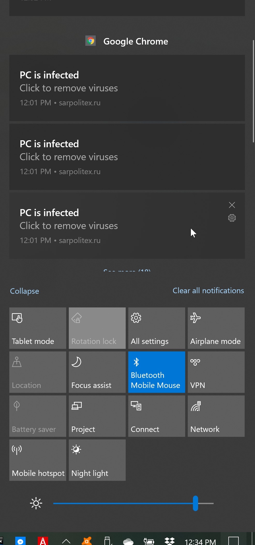 Windows 10 notifications: PC is infected; Click to remove viruses ...