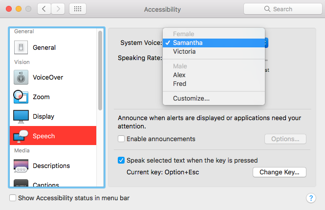 What is the default voice in Read Aloud on mac and can I change it ...