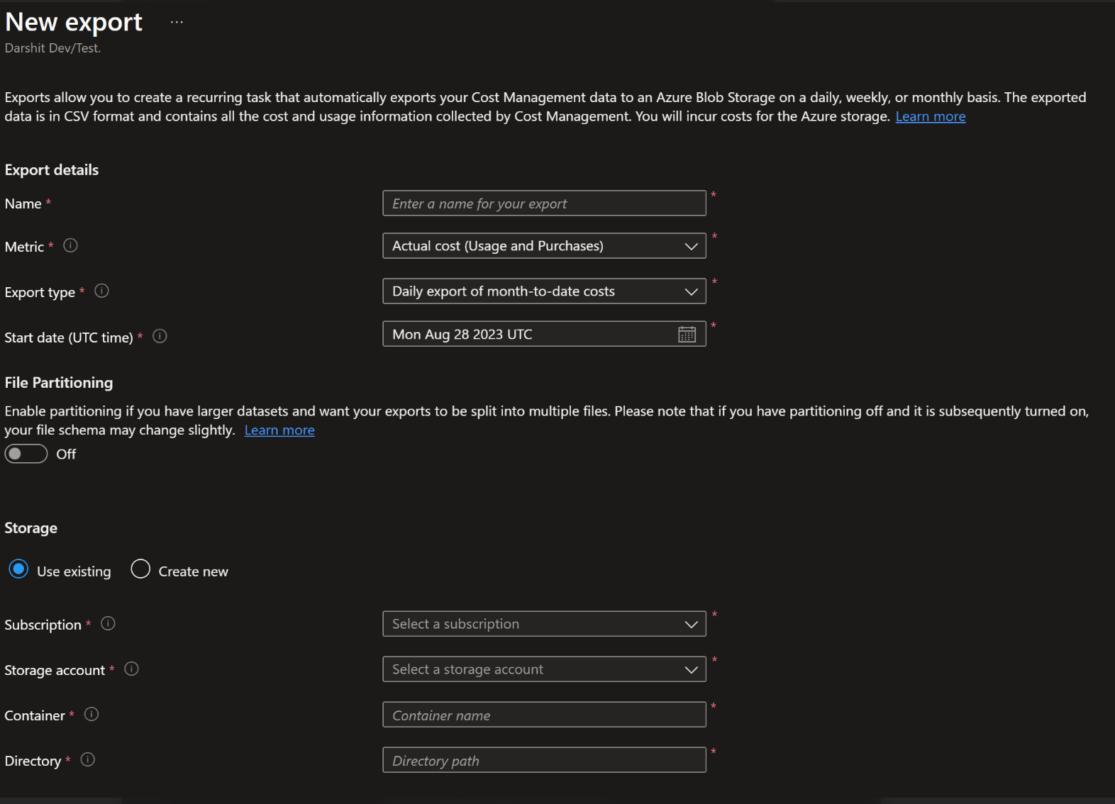 "Metric" field missing in New Cost Export form - Microsoft Q&A