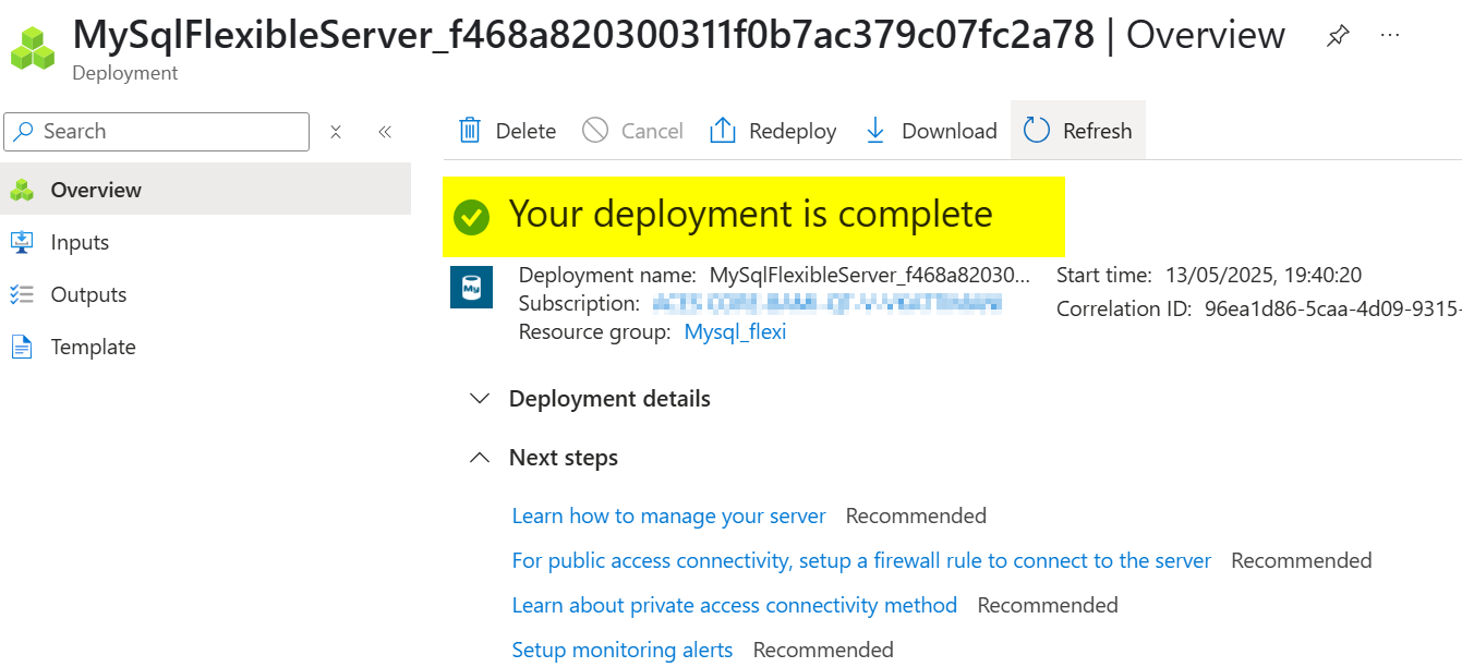 Error while deploying mySQL server on Azure - Microsoft Q&A