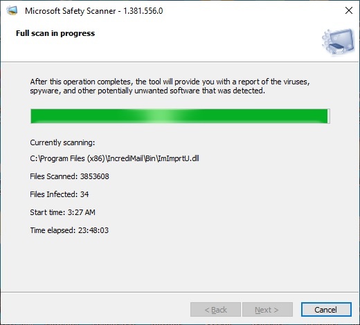 micro soft safety scanner takes long hours scanning why ? - Microsoft Q&A
